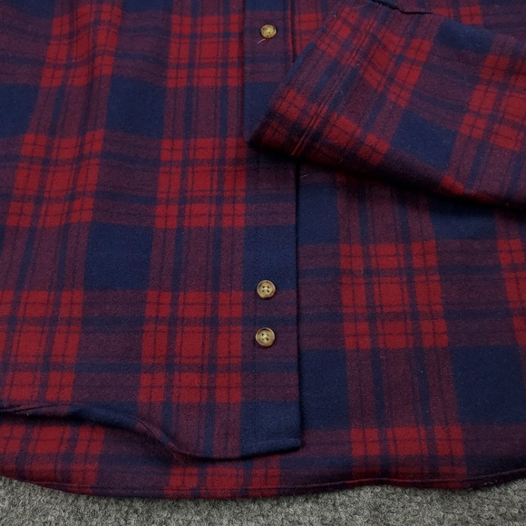 Vintage Pendleton Wool Flannel Shirt Mens Large Tartan Plaid Button Up Red Blue - Picture 8 of 11